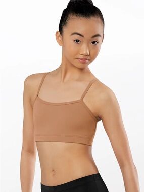 Weissman Square-Neck Crop Bra in Tan